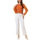 thumbnail image 2 of INSPIRAR CHIC Blusa de gasa para mujer con cuello de ojal, mangas de patchwork, elegante top de trabajo en color naranja oscuro, 2 of 6