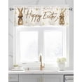 thumbnail image 2 of Easter Bunny Linen Curtain Valance for Bedroom/Bathroom/Kitchen/Office/Living/Dining Room Window,Brown Plaid Hearts Vintage Eucalyptus Flower Rod Pocket Topper Decorative Cafe Drapes Panel 42"x18", 2 of 6