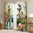 thumbnail image 2 of Manfei Retro Country Floral Blackout Curtains Set of 2 (52x84 Each),Cute Wild Birds Window Curtains,Green Pink White Curtains and Drapes For Adults,Microfiber Bedroom Decor, 2 of 6