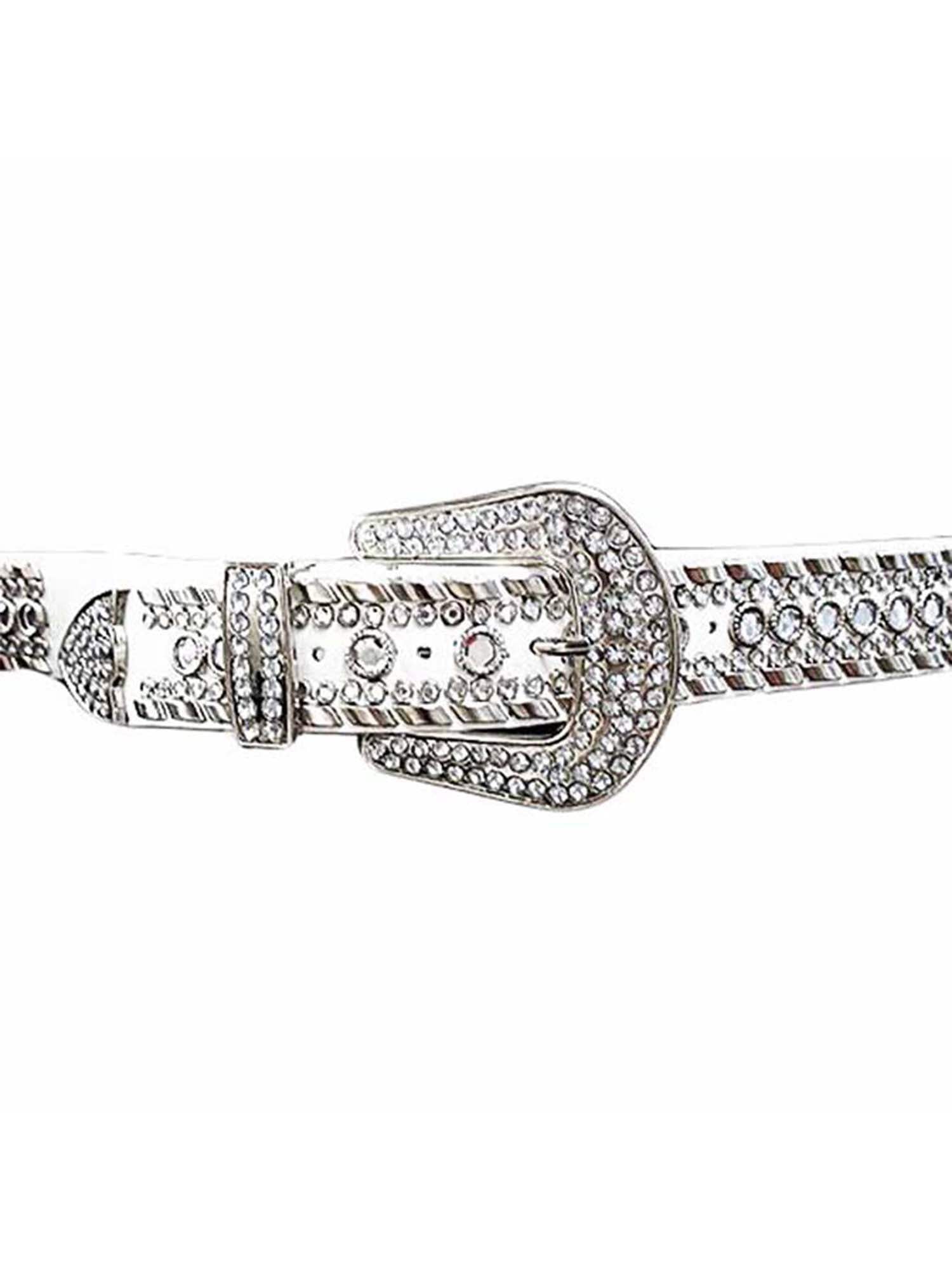 White Rhinestone Studded Western Belt For Women Size XX 