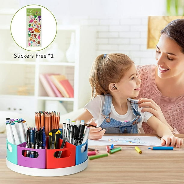 Rotating Desk Organizer for Kids, Art Supply Storage Organizer for Marker  Crayon Desktop Homeschool Offices Supplies 
