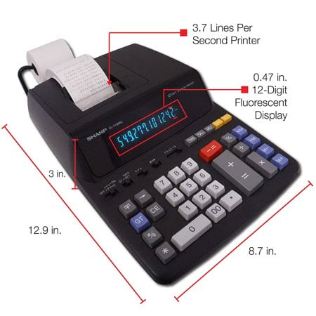 SHARP EL2196BL Standard Function Calculator, White