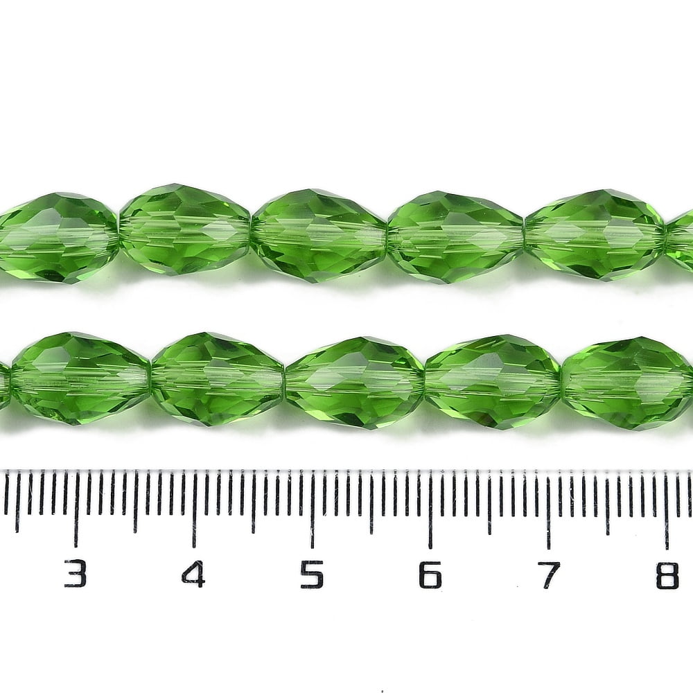 Transparent Glass Beads Strands Faceted Teardrop Lime Green 15x10mm Hole: 1.6mm about 46~48pcs/strand 27.95 inch(71cm)