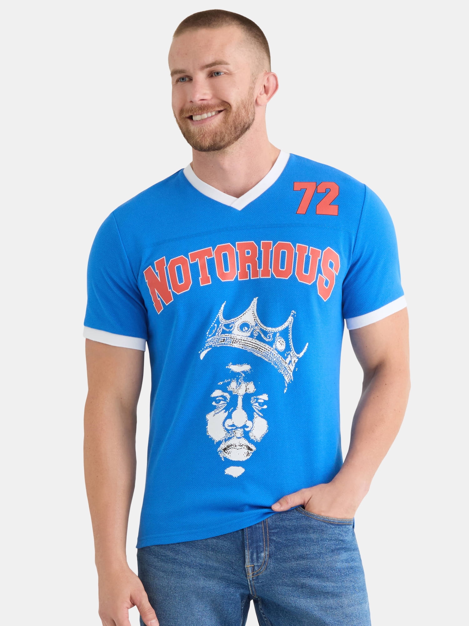 Notorious B.I.G. Men's and Big Men's Biggie Graphic Mesh Football