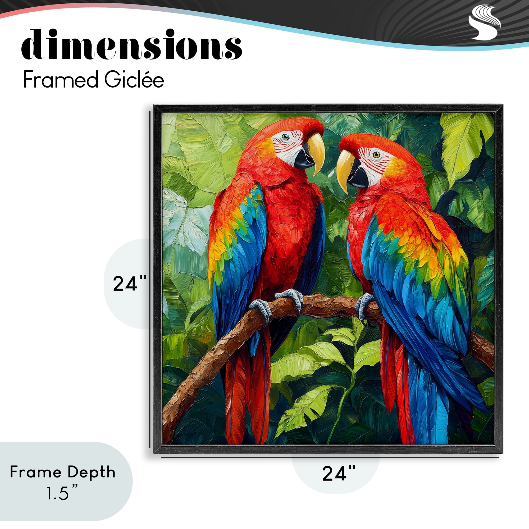 Stupell Industries Tropical Parrot Pair Black Framed Giclee Art, design by Petal Prints Design