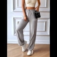 thumbnail image 4 of Pantalones de Mujer de Cintura Alta con Bolsillos y Parte Inferior . Gris XL, 4 of 8