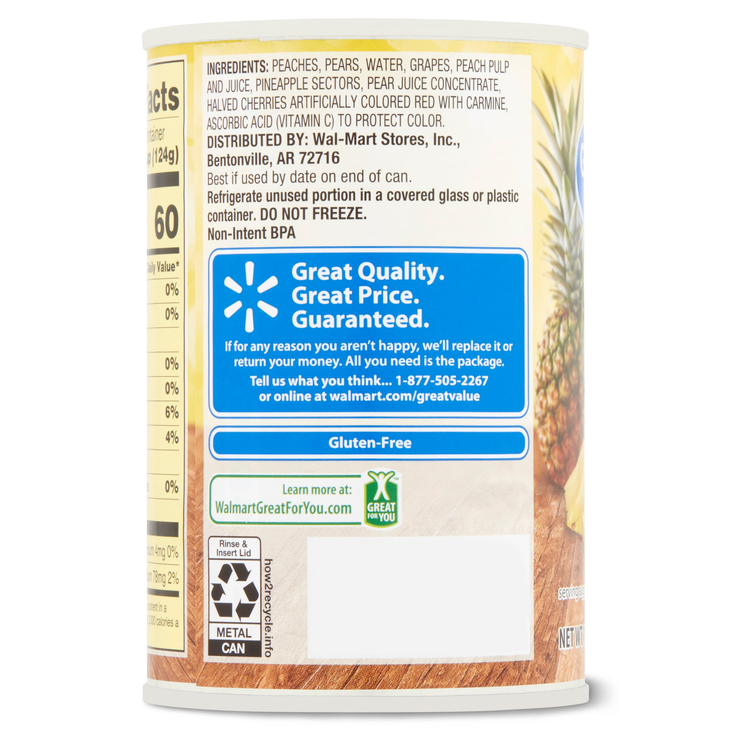 (12 pack) Great Value Chunky Mixed Fruit in Juice, 15 oz