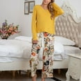 thumbnail image 3 of SWSMCLT Women's Baggy Loungewear Plus Size Loungewear Set Billowy Elastic Band Pajama Set Breathable Crew Neck Cute Yellow 3X-Large, 3 of 5