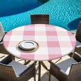 thumbnail image 5 of Pink White Plaid Round Tablecloth 45-54 Inch Round Fitted Table Cloth with Elastic Edge, Buffalo Pastoral Check Geometric Farmhosue Waterproof Table Cover Protector for Outdoor Picnic Party Dining, 5 of 6