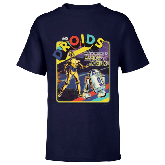 Star Wars Droids: The Adventures of R2-D2 & C-3PO Throwback - Short Sleeve T-Shirt for Kids - Customized-Navy