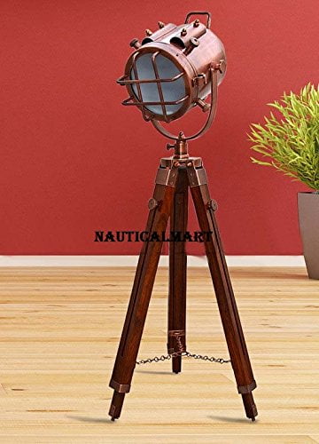 Details about   Retro Search Light Floor Lamp Nautical Spot Light Tripod Stand Home Decorative 