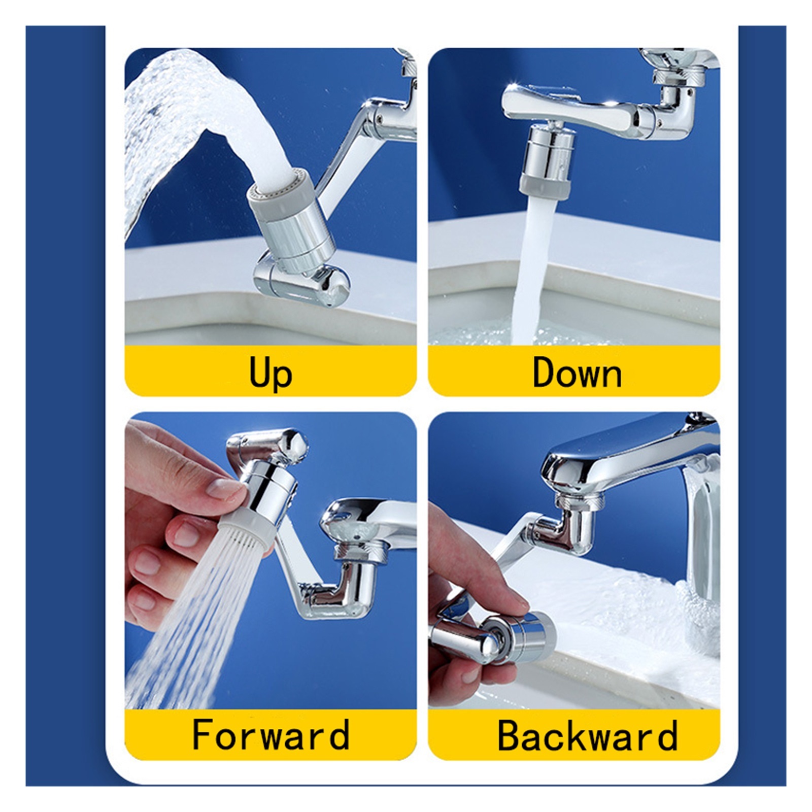 Stainless Steel Universal 1080 °Swivel Robotic Arm Swivel Extension Faucet Aerator Kitchen Sink Faucet Extender 2Water Flow Mode ,Easy to Install