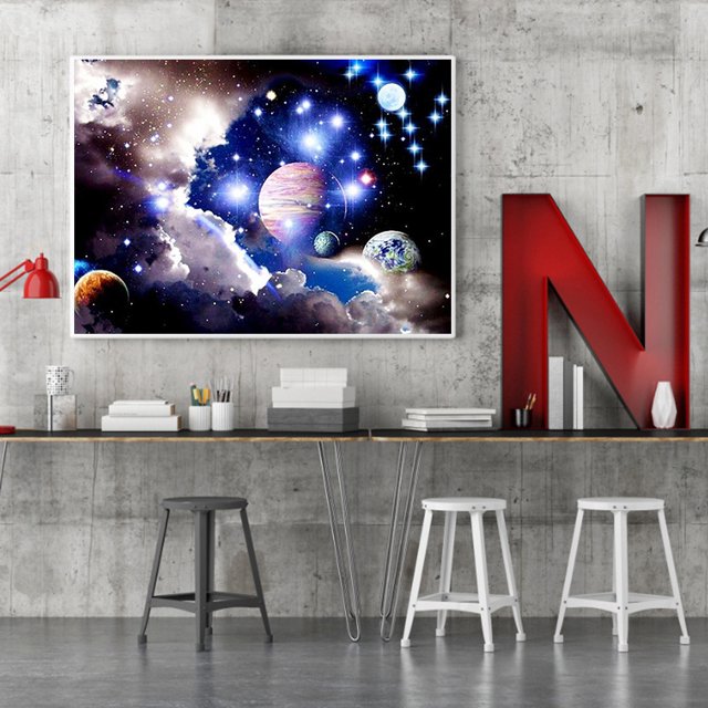 Cuadros Decorativos Pintura de diamante 5D DIY Galaxia cósmica Mosaico de diamante redondo completo Ndcxsfigh Nuevos Originales