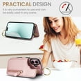 thumbnail image 5 of TECH CIRCLE for iPhone 16 Zipper Pocket Case with Card Holder & Finger Ring, PU Leather Wallet Case Card Slot Magnetic Closure Kickstand Shockproof Protective Women Men Cover,Rosegold, 5 of 8