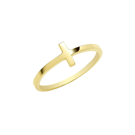Contemporary 9k Gold Women Cross Ring