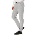 thumbnail image 5 of INSPIRE CHIC Men's Dress Plaid Slim Fit Flat Front Business Pants with Pockets 32 Light Gray, 5 of 7