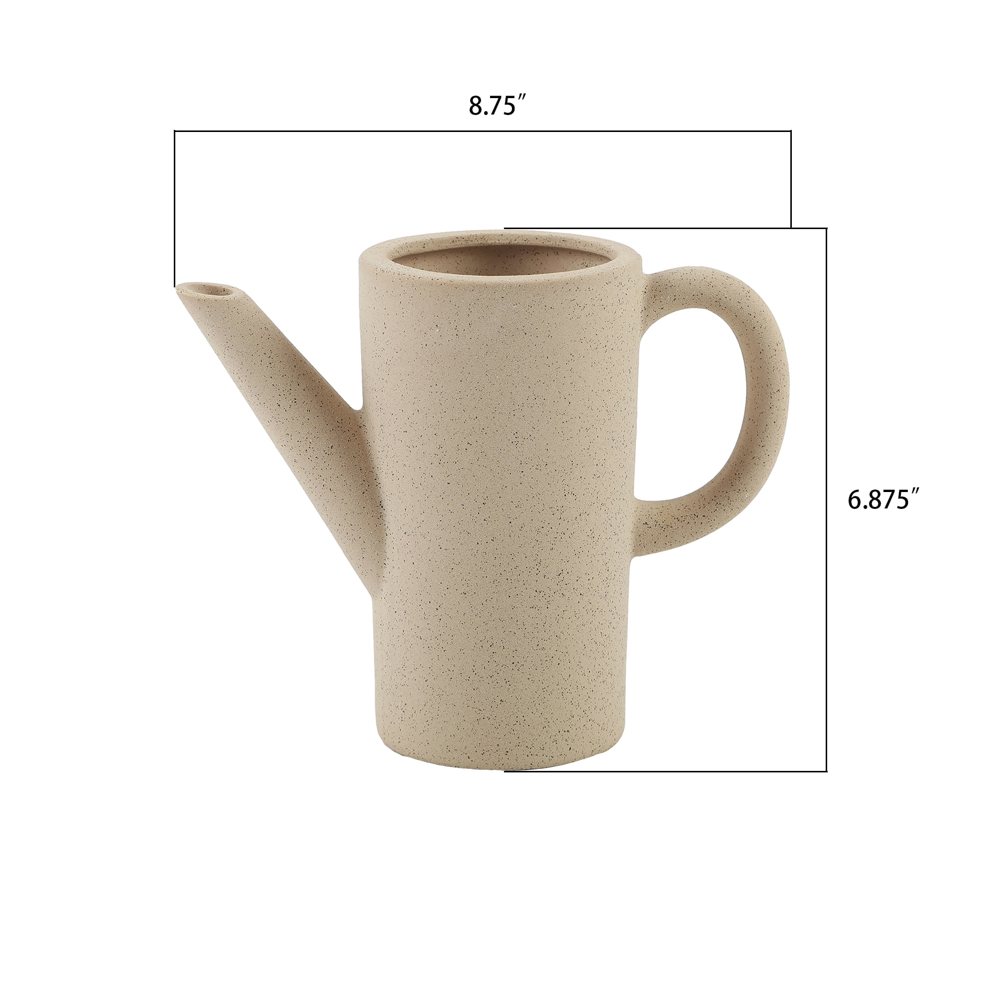 8.75" H Ceramic Speckle Natural Watering Can