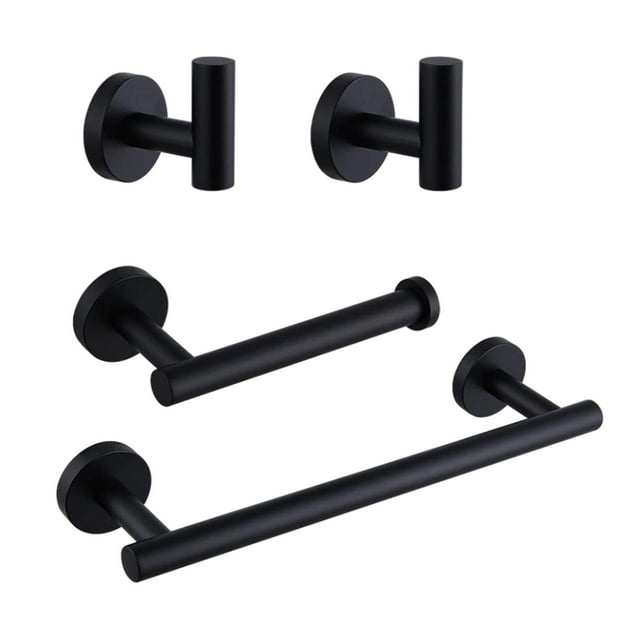 Soporte de baño Ropa Toalla Abrigo Gancho Gabinete Armario Colgador de puerta para garaje Montado en la pared, 4- Juego de accesorios de baño , Negro Negro A Soledad Gancho multiusos