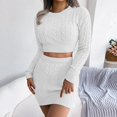thumbnail image 5 of HXWCHs Women's Fashion Knitted Sweater and Skirt Suit Set for Autumn Winter Casual Wear L White, 5 of 8