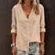 thumbnail image 2 of TaTaai Ladies V Neck Layered Blouse Solid Color Loose Fit Casual Cardigan Open Front Summer Tunic Ruffle Top Gift, 2 of 6