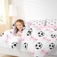 thumbnail image 5 of Feelyou Cartoon Football Print Bedding Comforter Set, Kawaii Pink Ribbon Twin Comforter Sets, Teens Kids Boys Girls Reversible Bedding Set, Breathable Home Decor, 2pcs, 5 of 9