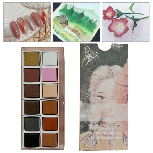 Tool Series 12 Color Glitter Watercolor Paints Set Pearlescent Color Artist Art Set For Painting On Fabric Paper Crafts