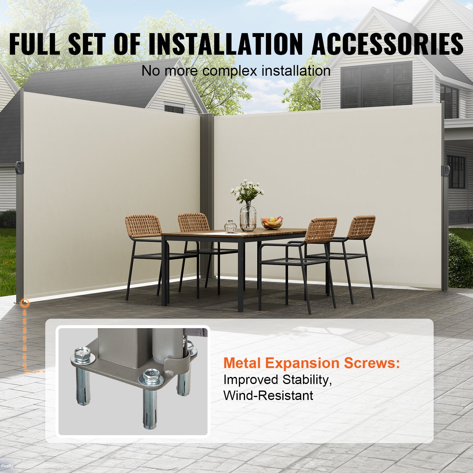 KFFKFF Retractable Side Awning 79''x 236'' Patio Screen Fence Divider Fencing