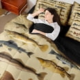 thumbnail image 4 of Feelyou Cartoon Pike Fish Twin Bedding Sets 7-Piece for Teens, Hunting and Fishing Bedding Comforter Set, Rustic Farmhouse Life Reversible Sheet Sets, Lightweight Room Decor, 4 of 8