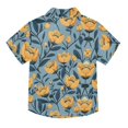 thumbnail image 2 of Dailycode Small Short Sleeve Button Down Shirts Flowers Dark Blue Leaves Casual Shirt 3-10 Years, 2 of 9