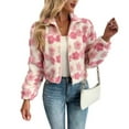 thumbnail image 4 of Karight Women's Casual Jacket Long Sleeve Cute Floral Print Warm Outerwear Coats Fall Winter Outfits, 4 of 8