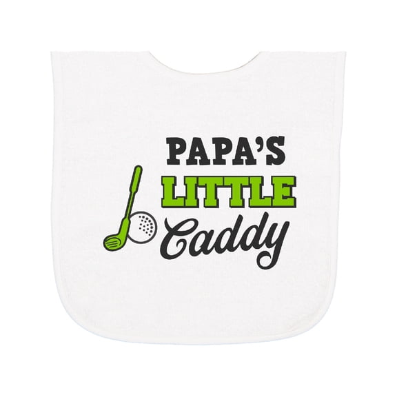 Inktastic Papa's Little Caddy with Golf Club and Ball Baby Terry Cloth Bib