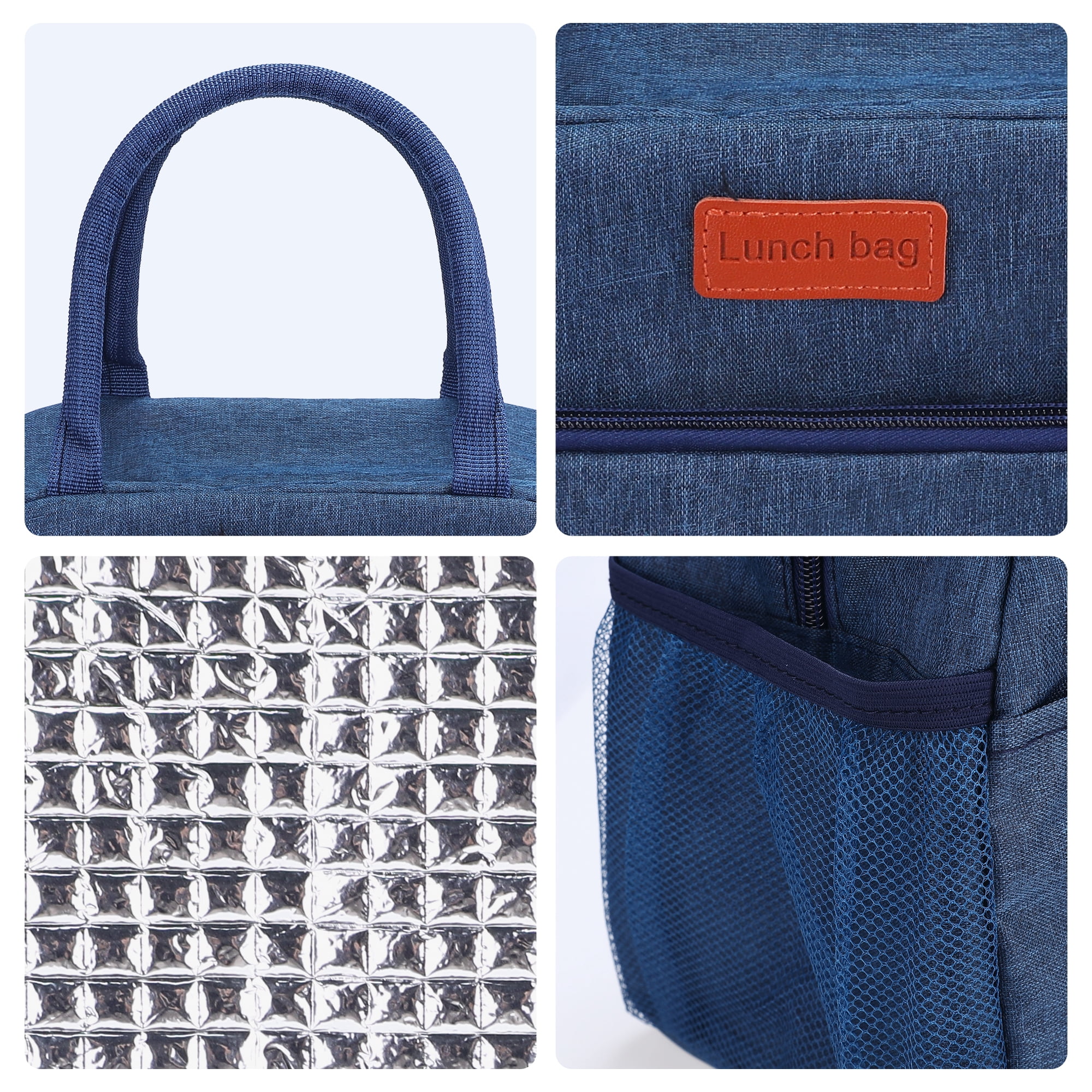 Unique Bargains Insulated Bag Lunch Bag Cooler Bag for Work Office Navy Blue