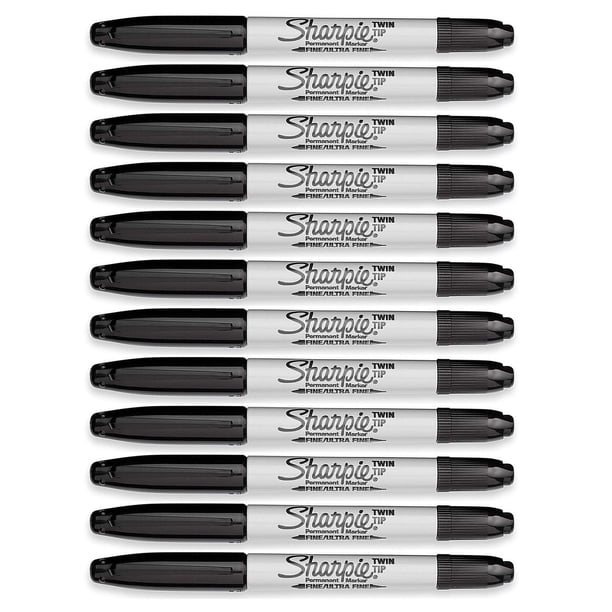 Rotuladores permanentes Sharpie de doble punta ultrafina/fina, 12 unidades