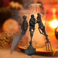 thumbnail image 5 of Juego de cubiertos con forma de calavera de esqueleto, juego de cubiertos de 3 piezas, incluye cuchara, tenedor y cuchillo, vajilla de diseño moderno, aspecto fantástico (negro), 5 of 5