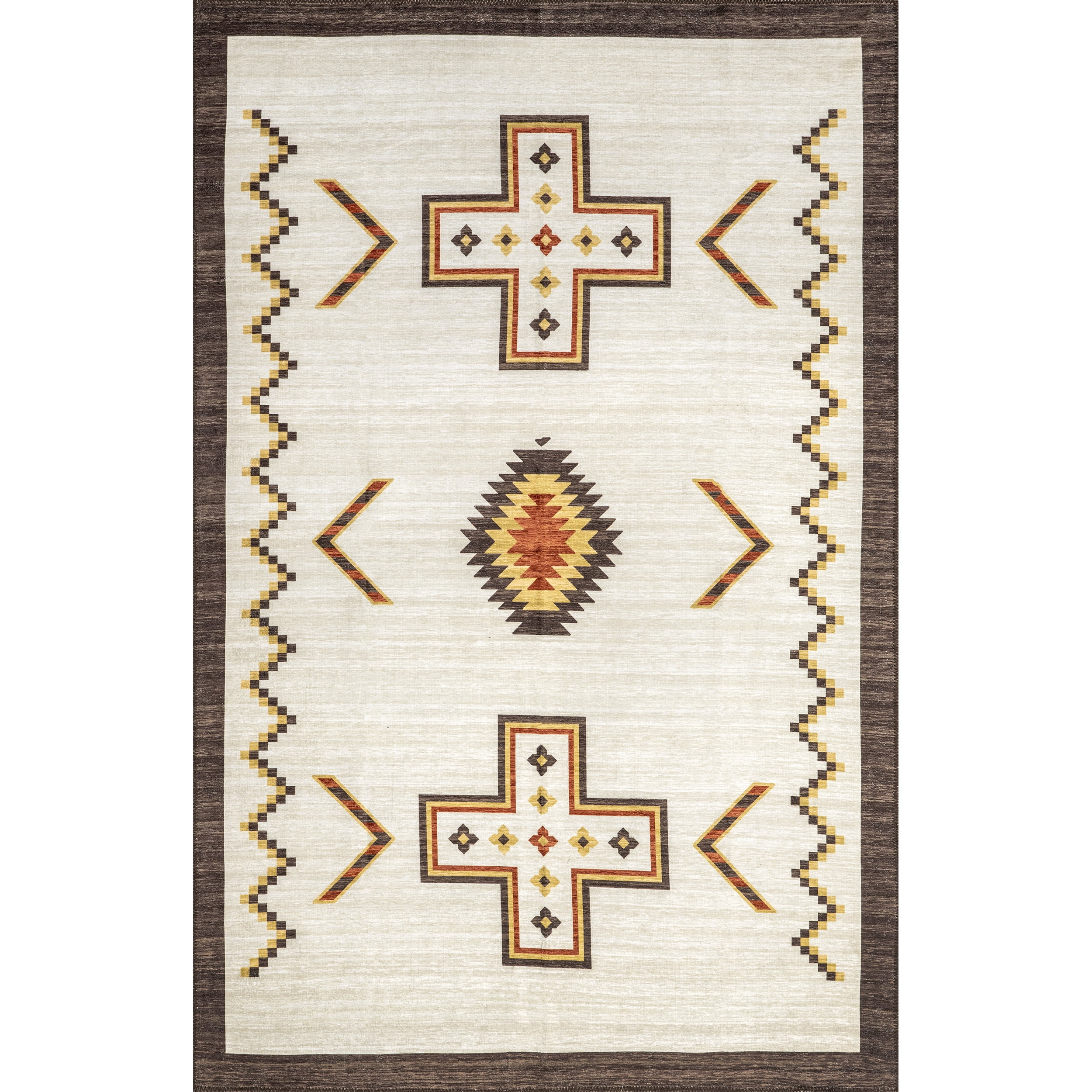 nuLOOM Colbie Tribal Machine Washable Area Rug, 7' x 9', Ivory