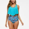 thumbnail image 2 of up to 60% off Gifts Usmixi Tankini Sets for Women 2 Pieces High Waist Tummy Control Modest Bathing Suits Sleeveless Crewneck Floral Print Swimwears Sky Blue L, 2 of 7