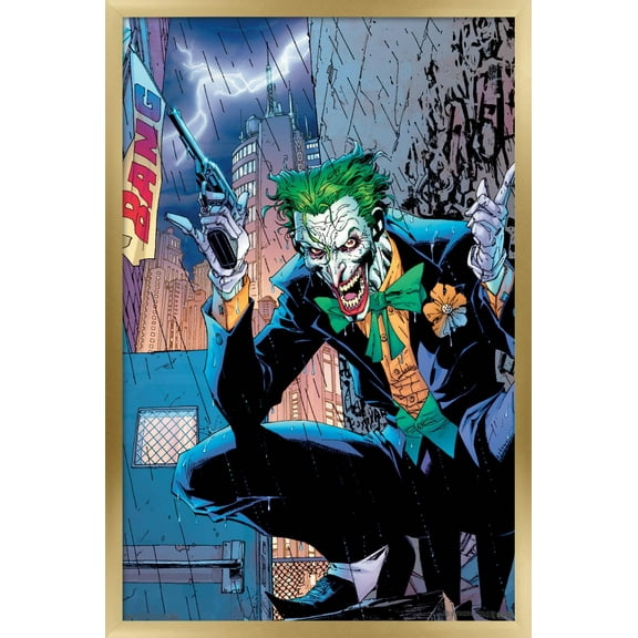 DC Comics - The Joker - Bang Wall Poster, 14.725" x 22.375", Framed