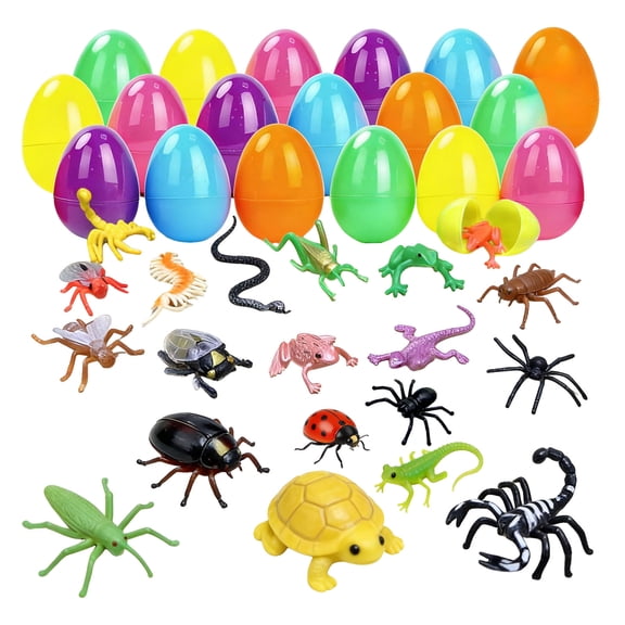 48/24 Pieces Easter Egg Toys, Prefilled Easter Egg with Rubber Toy Inside for Easter BasketStuffers, Party Supplies, Easter EggHunt, Floating Bath Stuff