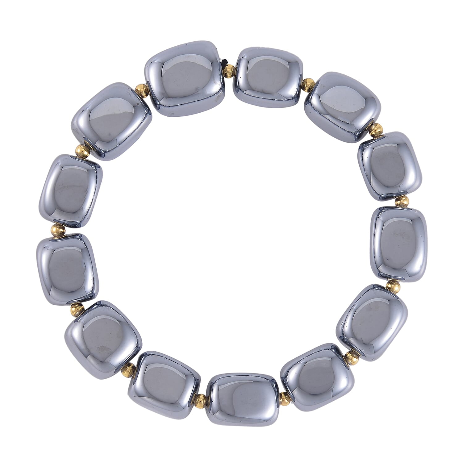 Terahertz 237.00 ctw Tumble Shape Beaded Stretch Bracelet in Goldtone Christmas Gifts