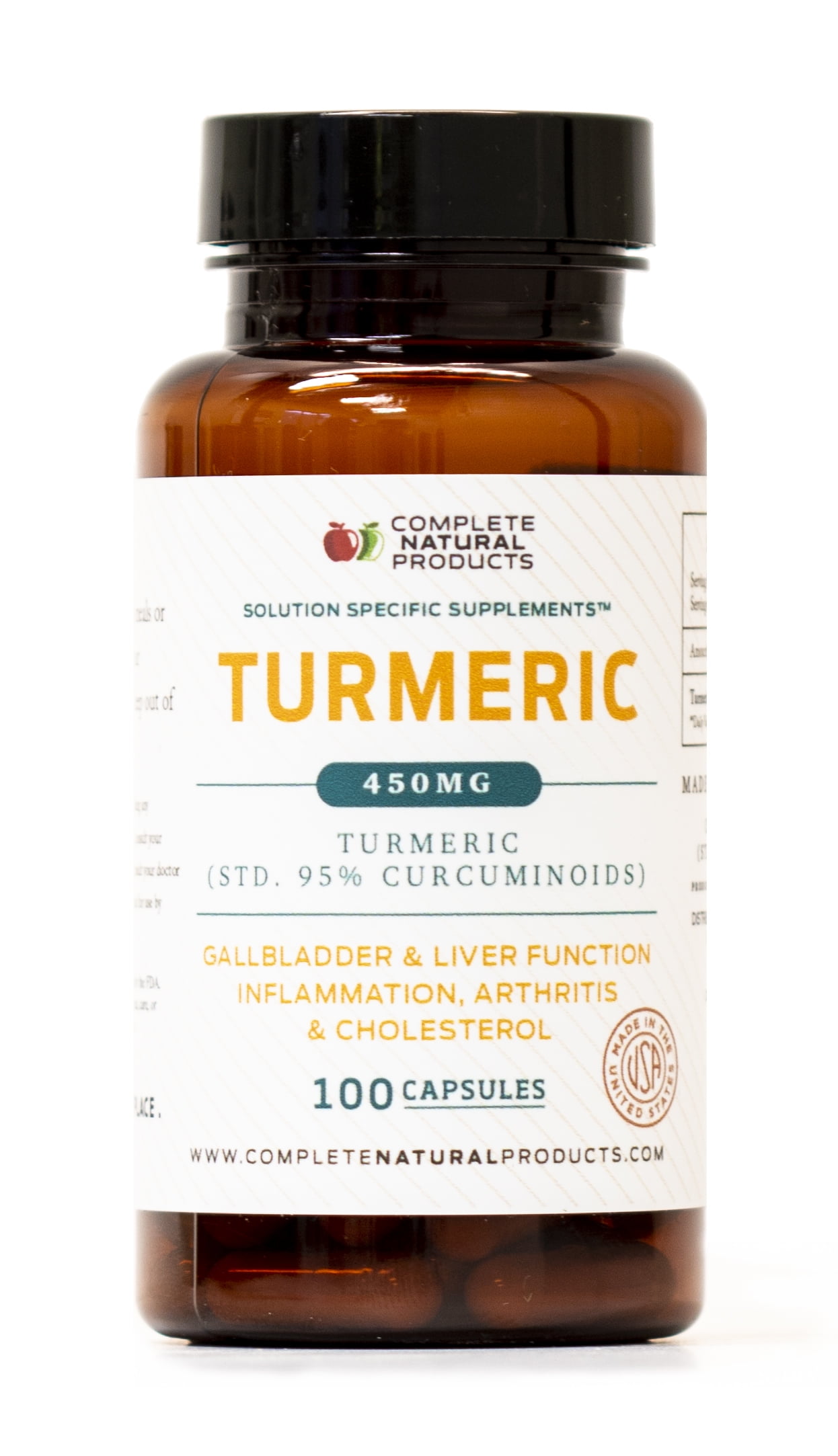 Pure Turmeric Curcumin Root Powder Capsules Supplement 100 Capsules