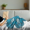 thumbnail image 3 of Mandala Soft Flannel Fleece Throw Blanket, Old Aged Artisan Occult Power with Tulip Petal and Crescent Moons Design, Cozy Plush for Indoor and Outdoor Use, 50" x 70", Blue, by Ambesonne, 3 of 5