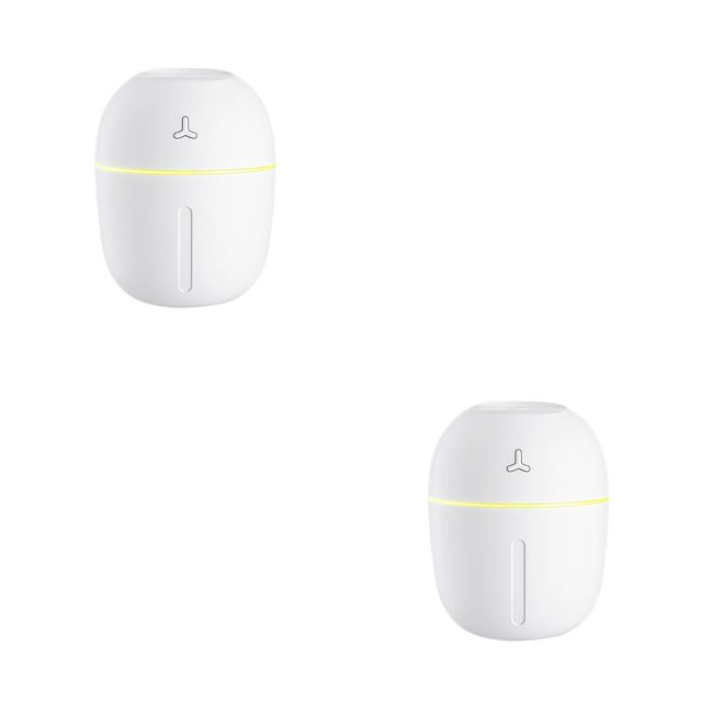 Bewildely Grano de madera de la niebla del difusor del aroma del humidificador del aire del USB de 300ML 2W Blanco 2Conjunto