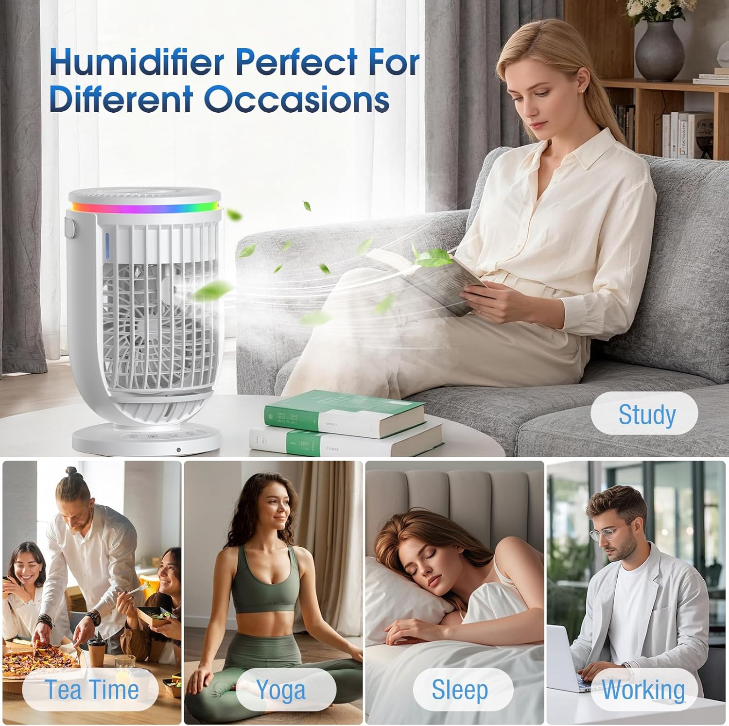Humidifiers for Bedroom,with Large Tank, Easy to Clean & Fill,Ultra-Quiet (30dB) Supersized Cool Mist Air Humidifier for Baby Nursery, Plants, Office, 7-Color Ambient Nightlight