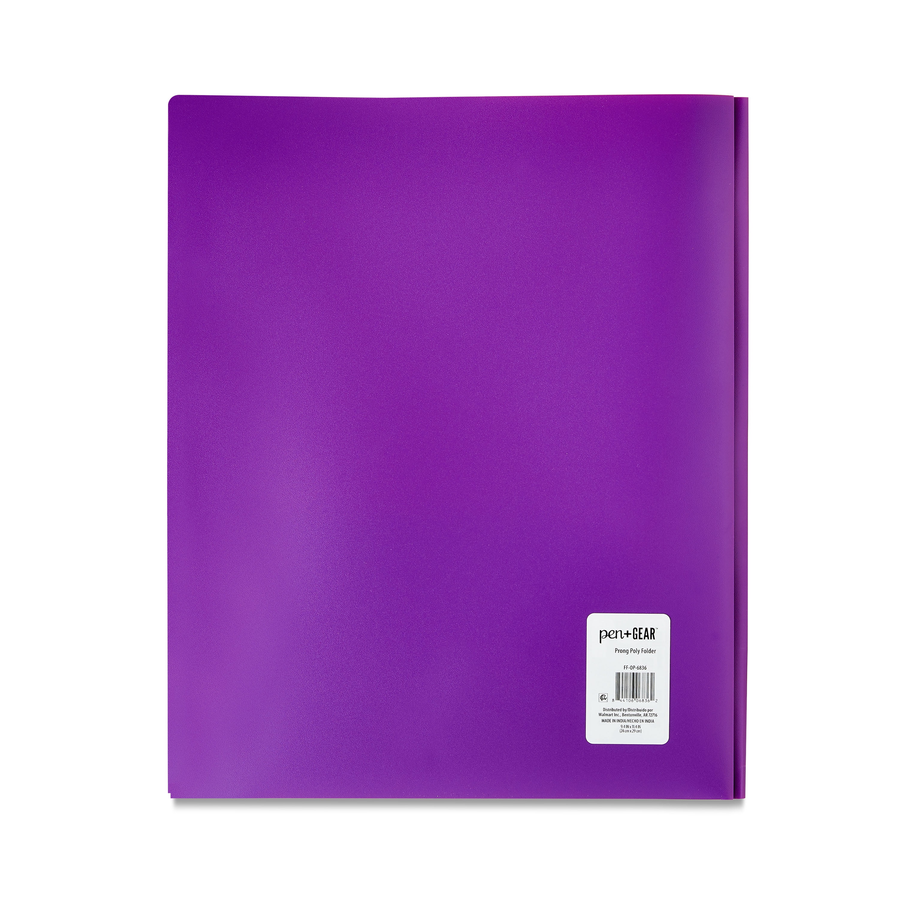Pen+Gear Letter Size 3-Prong Poly Folder, 9.4" x 11.4", Purple
