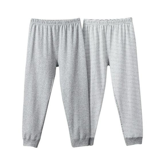 2PC Kids' Unisex Cotton Thermal Bottom Fall Winter Cuffed Sleep Pants Boys Girls Soft Casual Base Layer Trousers for Daily