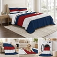 thumbnail image 6 of Queen Quilt Set 90''x96'', Red Navy Blue Stripe Lightweight Bedspread Coverlet Set with 2 Pillow Shams, Retro Farmhouse Striped Vintage Breathable All Season Quilt Bedding for Bedroom/Guest Room, 6 of 9