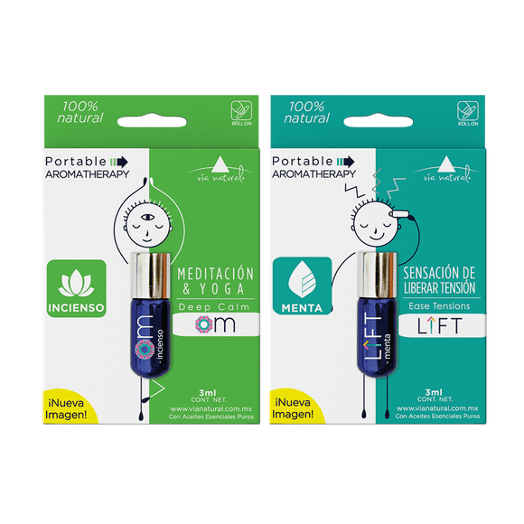 2Pack Roll On Aromaterapia MENTA /INCIENSO ¡Portable! 3ML VN NA