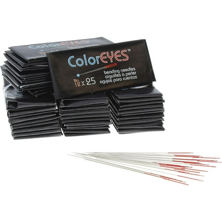 The Beadsmith ColorEYES Beading Needles, Size 12, 1 Bag/1000 Needles, Red Colored Tip for Easy Identification of Size, Use for Loom Weaving Bead Work, Off-Loom Stitch & Jewelry Making w/Seed Beads