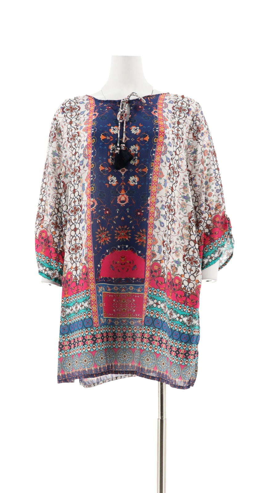 Tolani Collection - Tolani Collection Printed Woven Tunic Front Tassels ...