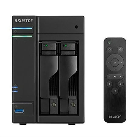 asustor as6302t + as-rc13 remote | 2.0ghz dual-core, 2gb ram | personal private cloud | home or business data media server | network attached storage (2 bay diskless (Best Cloud Server For Small Business)